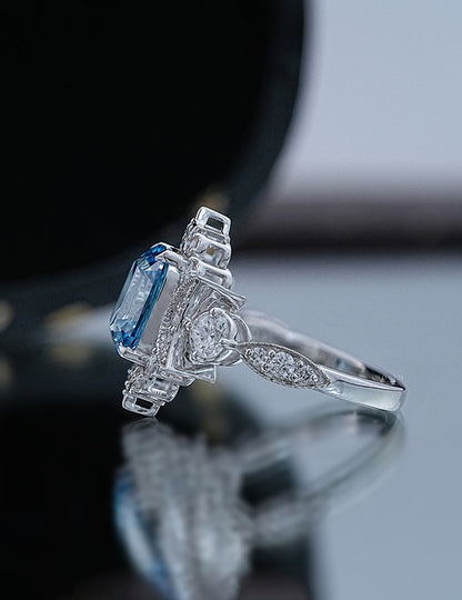 Blue Old Mine Cut Vintage Ring