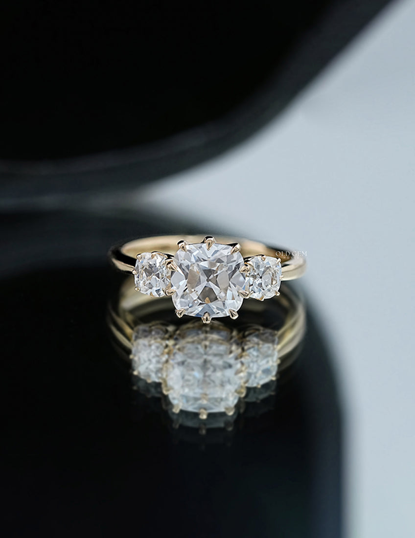 Old Mine Cushion Trilogy Ring