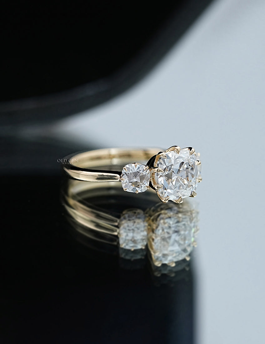 Old Mine Cushion Trilogy Ring
