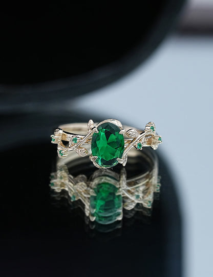 Oval Gemstone Solitaire Accent Ring