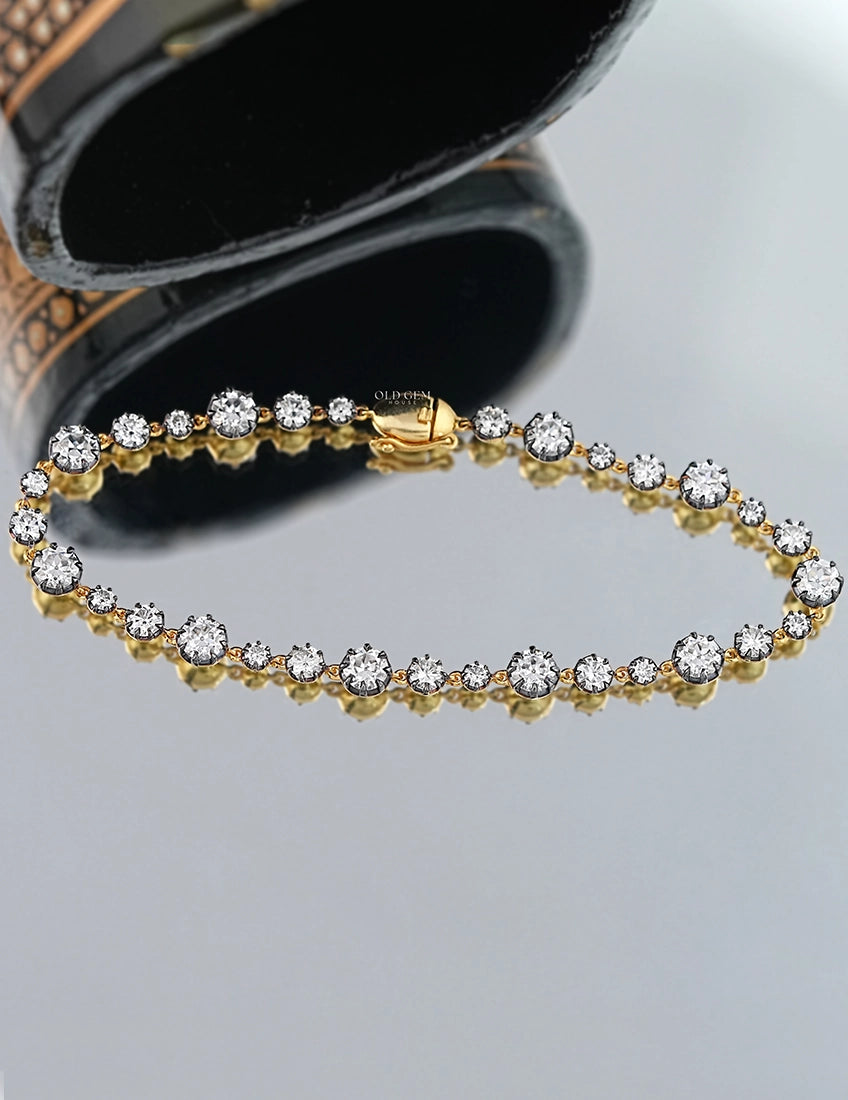 Old European Round Cut Lab Diamond Tennis Bracelet