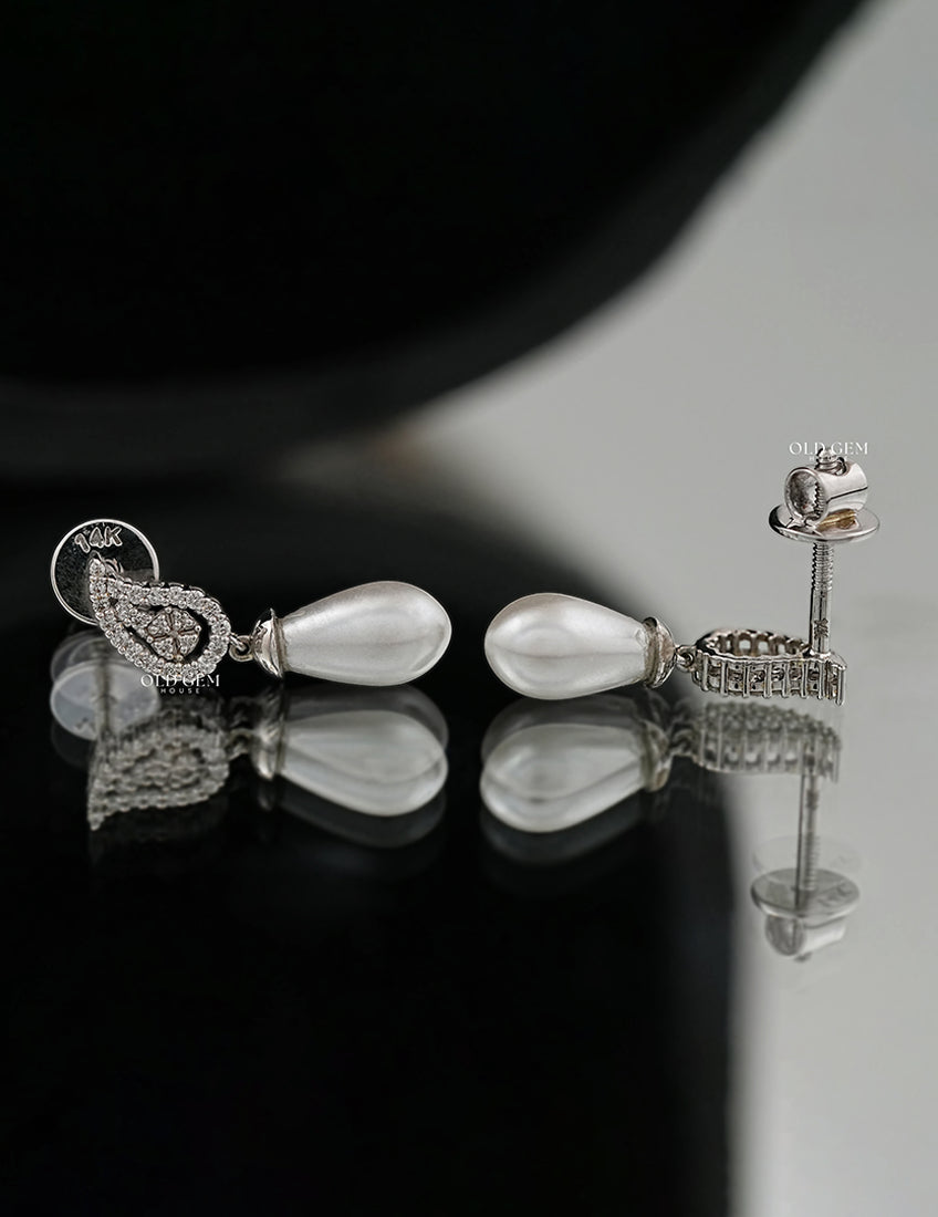 Pearl Gemstone Dangle Earrings Earrings