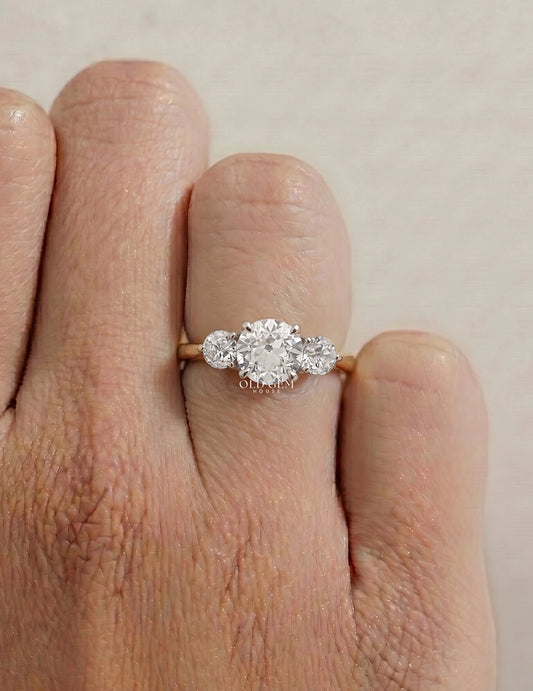 Georgian Old European Cut Diamond Three Stone Ring Engagement Ring