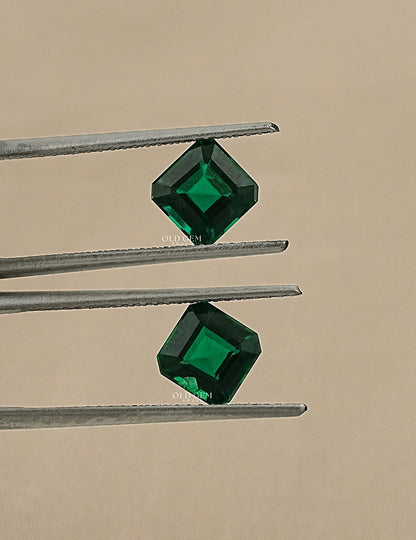 Green Asscher Cut Lab Gemstone Matching Pair Gemstone