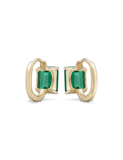 Green Emerald Huggie Hoops Earring Earrings