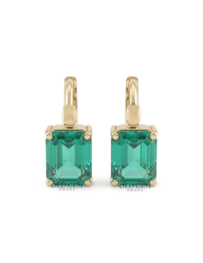 Green Emerald Huggie Hoops Earring Earrings