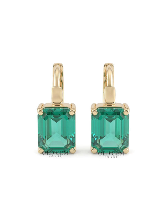Green Emerald Huggie Hoops Earring Earrings