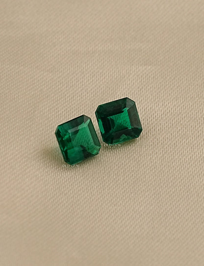 Green Asscher Cut Lab Gemstone Matching Pair Gemstone