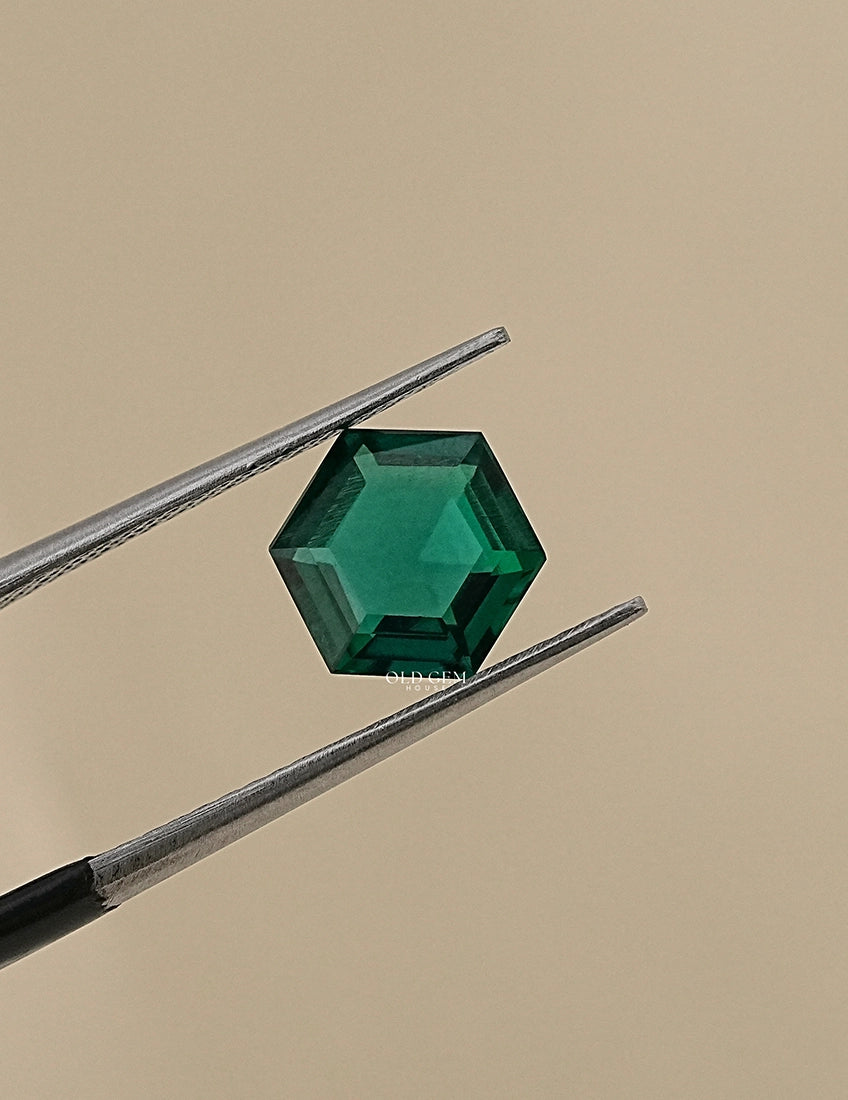 Green Emerald Hexagon Lab Gemstone Gemstone