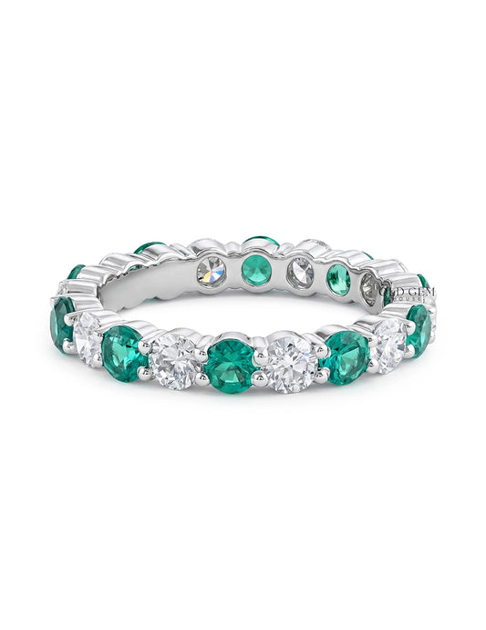 Green Gemstone Lab Diamond Eternity Wedding Band Wedding Band