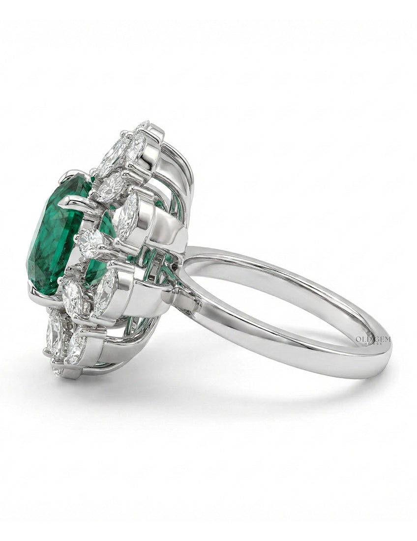 Art Deco Colombian Cushion Halo Engagement Ring Engagement Ring