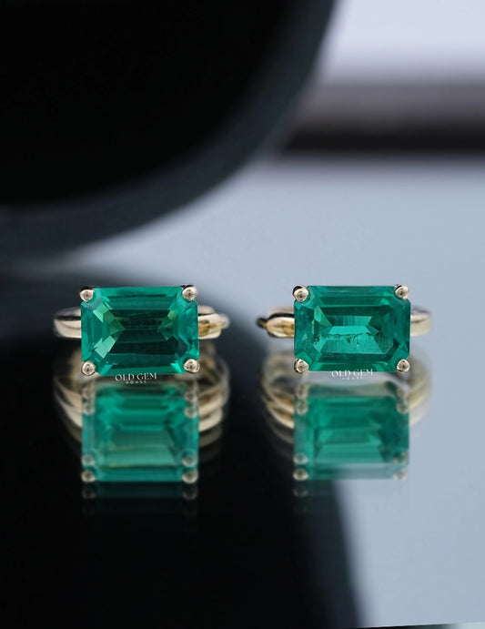 Green Emerald Huggie Hoops Earrings