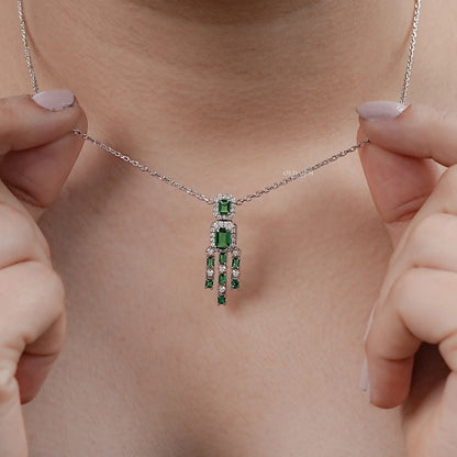 Green Emerald Lab Diamond Necklace