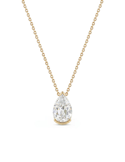 Old Mine Pear Diamond Half Bezel Set Pendant