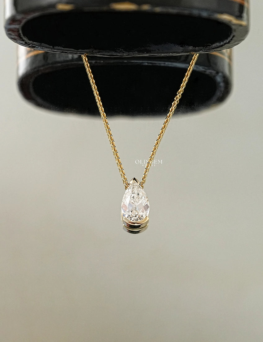 Old Mine Pear Solitaire Pendant