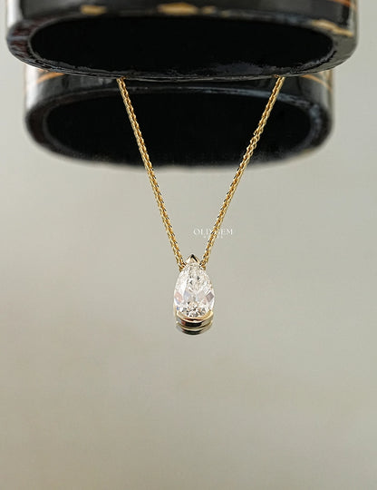 Old Mine Pear Solitaire Pendant