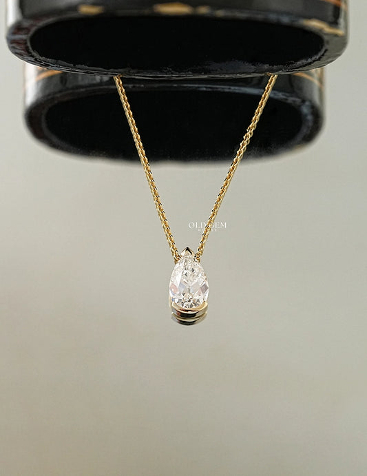 Old Mine Pear Solitaire Pendant