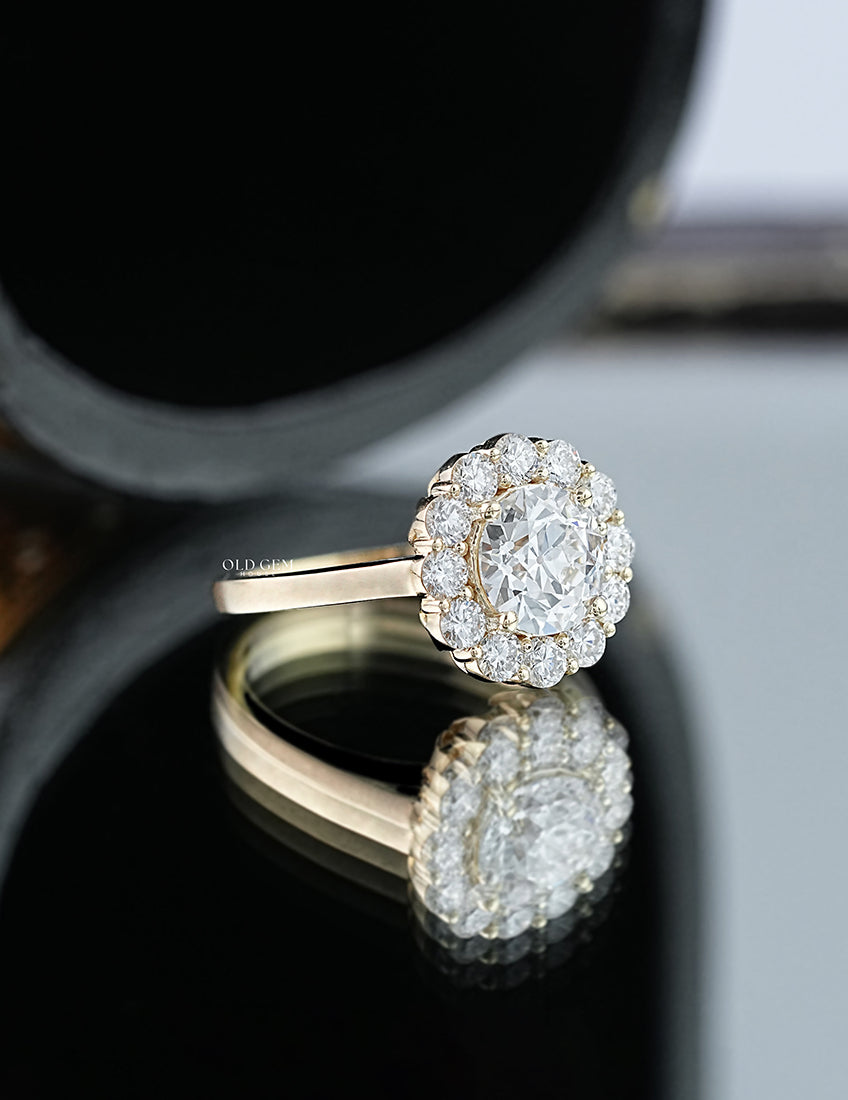 Old European Round Cut Halo Ring