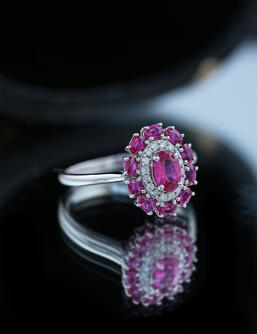 Oval Cut Lab Diamond Halo Engagement Ring