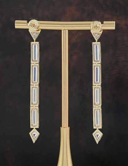 Multi Shape Lab Grown Diamond Linear Drop Earrings