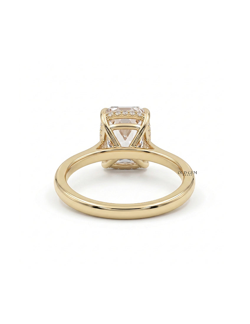 Georgian Old Mine Cushion Cut Hidden Halo Engagement Ring Engagement Ring