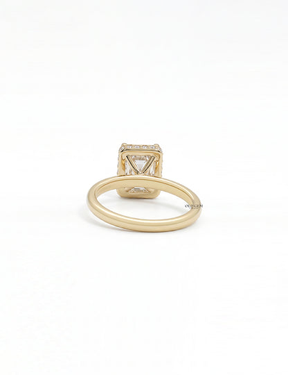 Mid Century Old Mine Cushion Hidden Halo Engagement Ring Engagement Ring