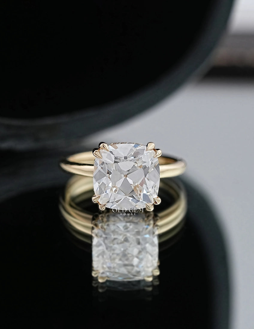 Hidden Halo Square Cushion Solitaire Engagement Ring Engagement Ring