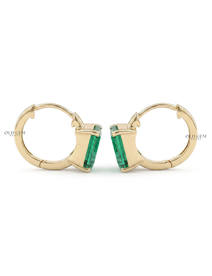 Green Emerald Huggie Hoops Earring Earrings