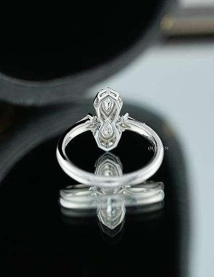 Step Cut Pear Lab Diamond Halo Ring