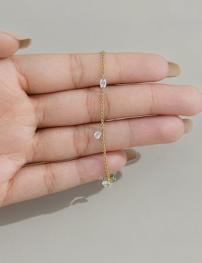 Lab Diamond Rose Cut Chain Bracelet
