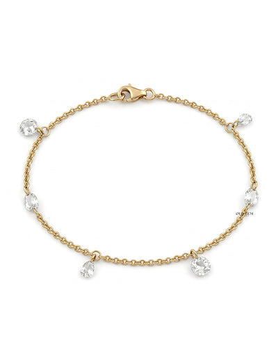 Lab Diamond Rose Cut Chain Bracelet