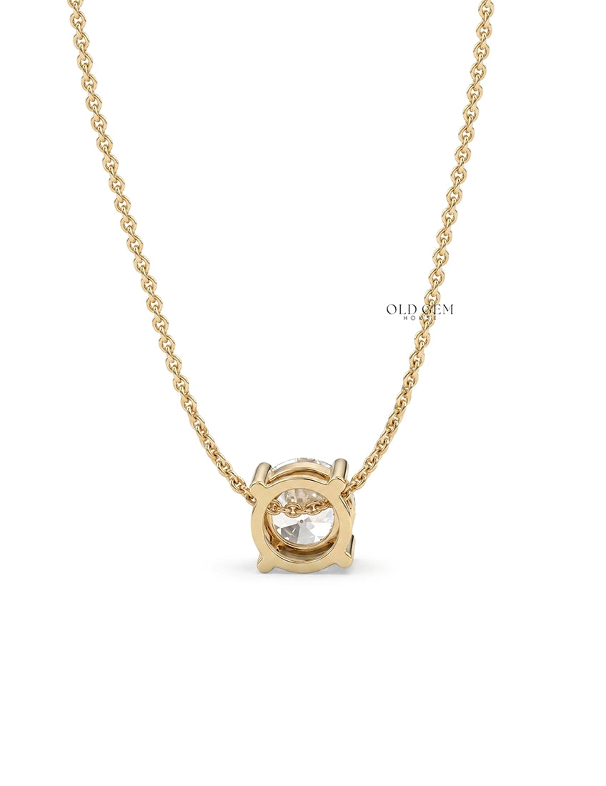 Old European Round Cut Diamond Solitaire Pendant