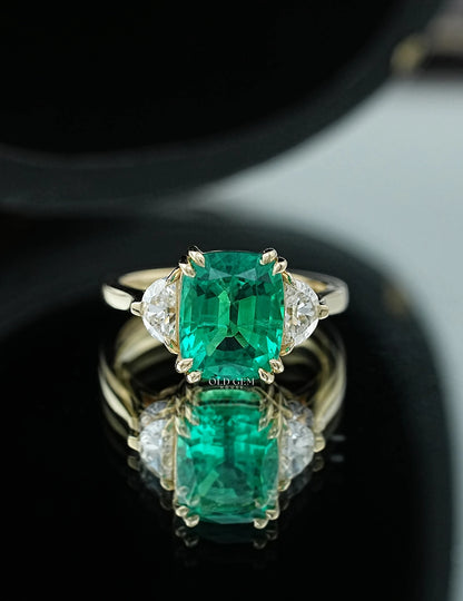 Three Stone Lab Gemstone Engagement Ring