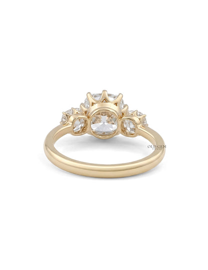Mid Century Old Mine Cut Trilogy Engagement Ring Engagement Ring