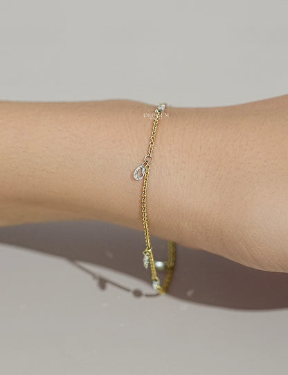 Lab Diamond Rose Cut Chain Bracelet