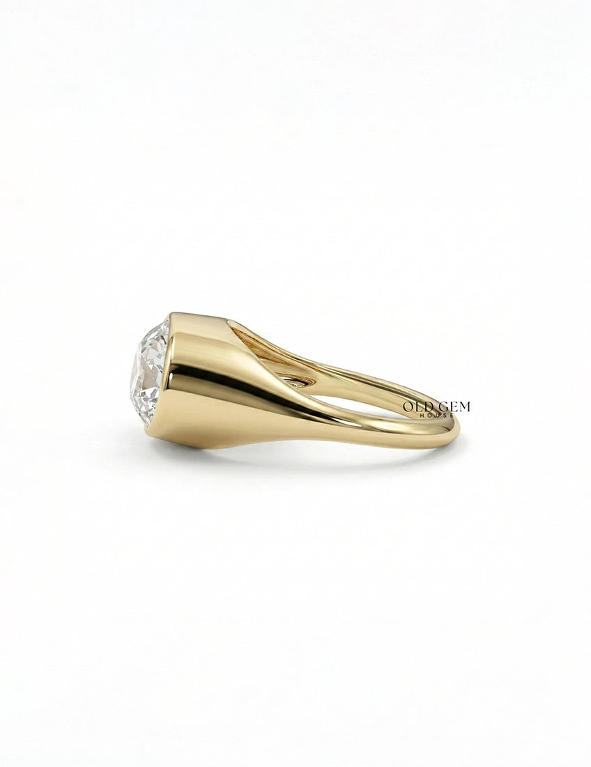 Georgian Old Mine Moval Bezel Setting Ring Engagement RingMen's Jewelry