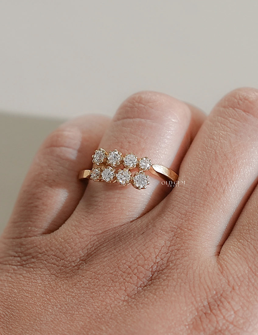 Georgian Old European Round Cut Diamond Bypass Ring Engagement Ring