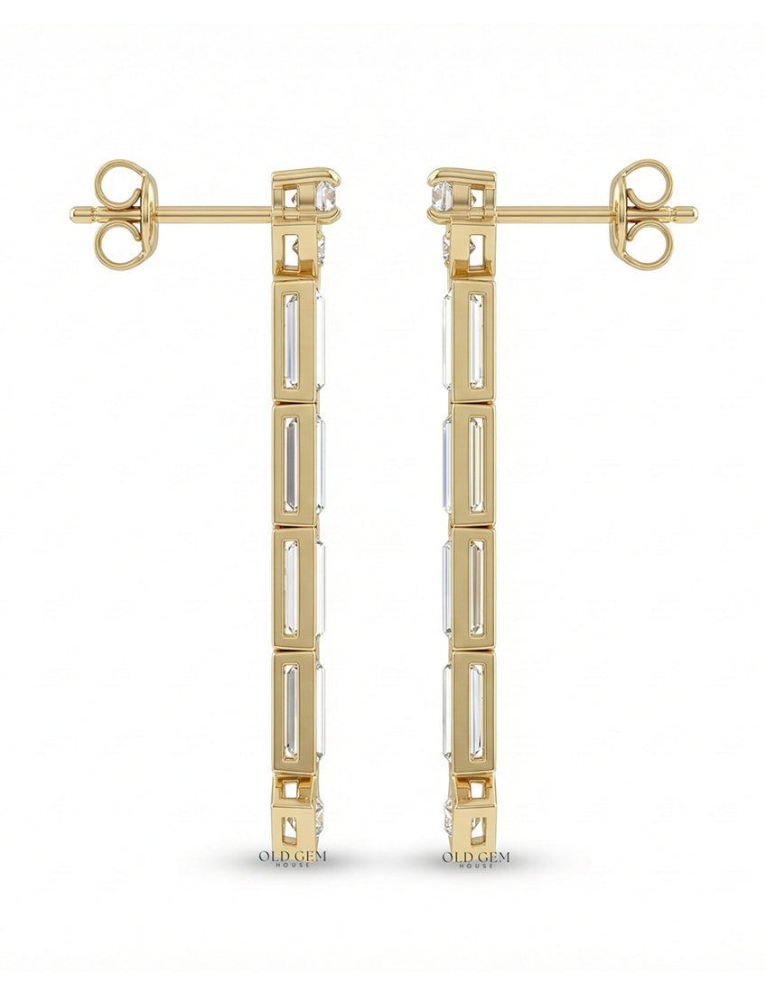 Multi Shape Lab Grown Diamond Linear Drop Earrings Earrings