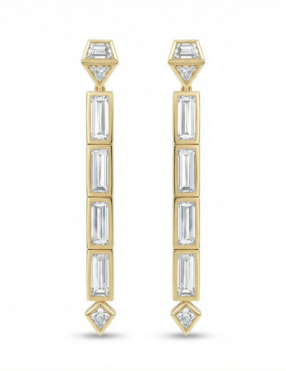 Multi Shape Lab Grown Diamond Linear Drop Earrings Earrings