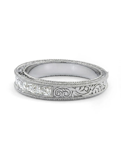 Victorian French Cut Baguette Unisex Wedding Band Wedding Band