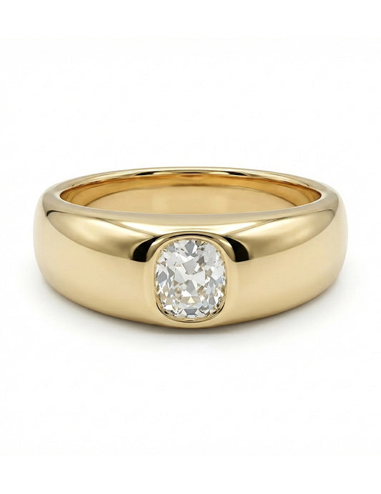 Old Mine Cushion Cut Flush Set Band Georgian Era Wedding Band