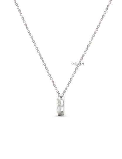 Old Mine Moval Lab Diamond Milgrain Set Pendant Necklaces