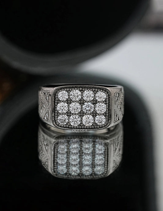 Milgrain Set Round Diamond Men's Wedding Ring Men's Jewelry