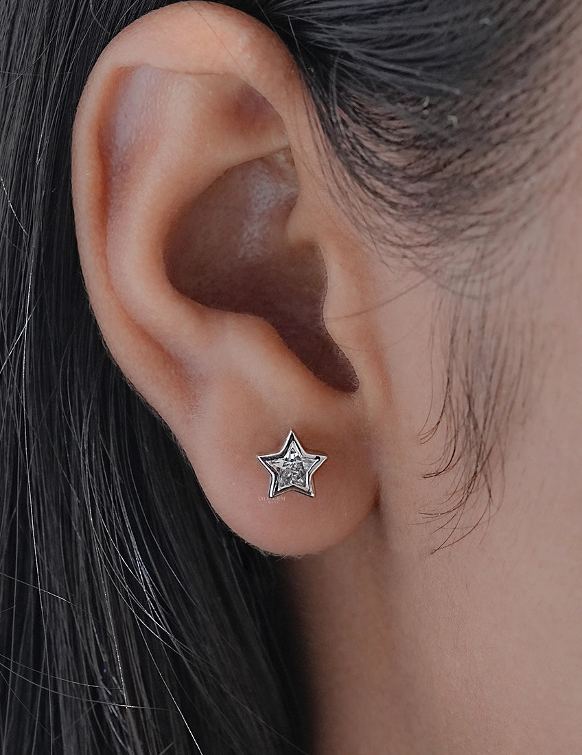Star Cut Bezel Stud Earrings