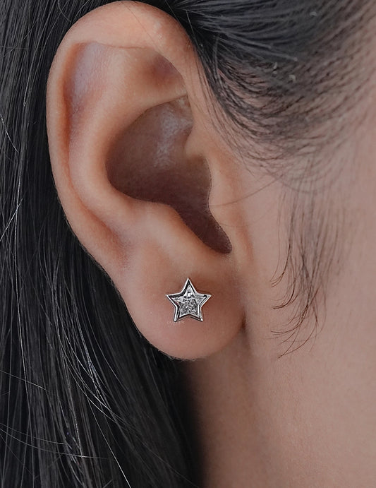 Star Cut Bezel Stud Earrings