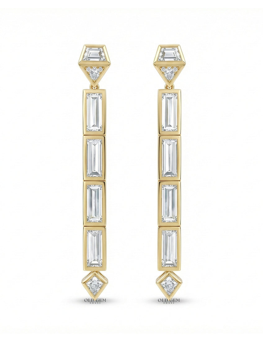 Multi Shape Lab Grown Diamond Linear Drop Earrings Earrings