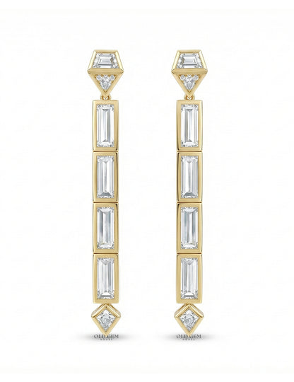 Multi Shape Lab Grown Diamond Linear Drop Earrings Earrings