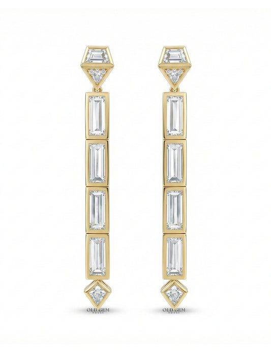 Multi Shape Lab Grown Diamond Linear Drop Earrings Earrings