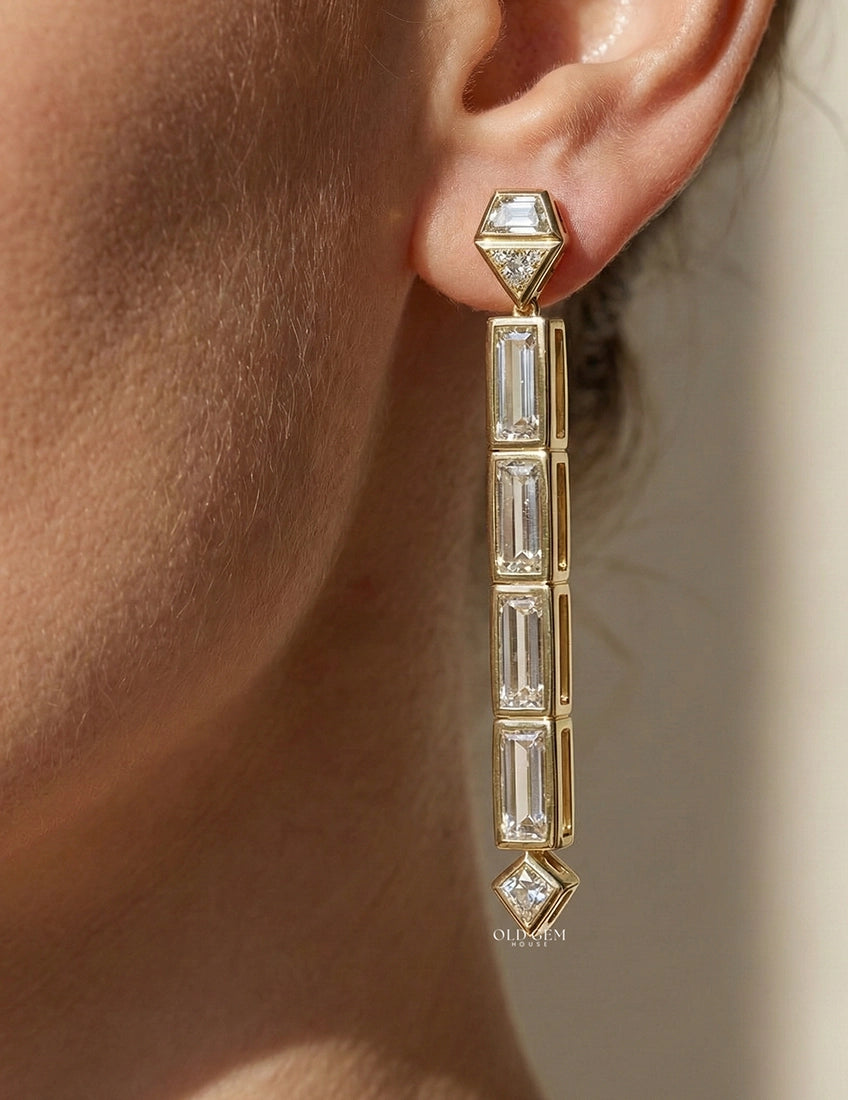 Multi Shape Lab Grown Diamond Linear Drop Earrings – Old Gem House