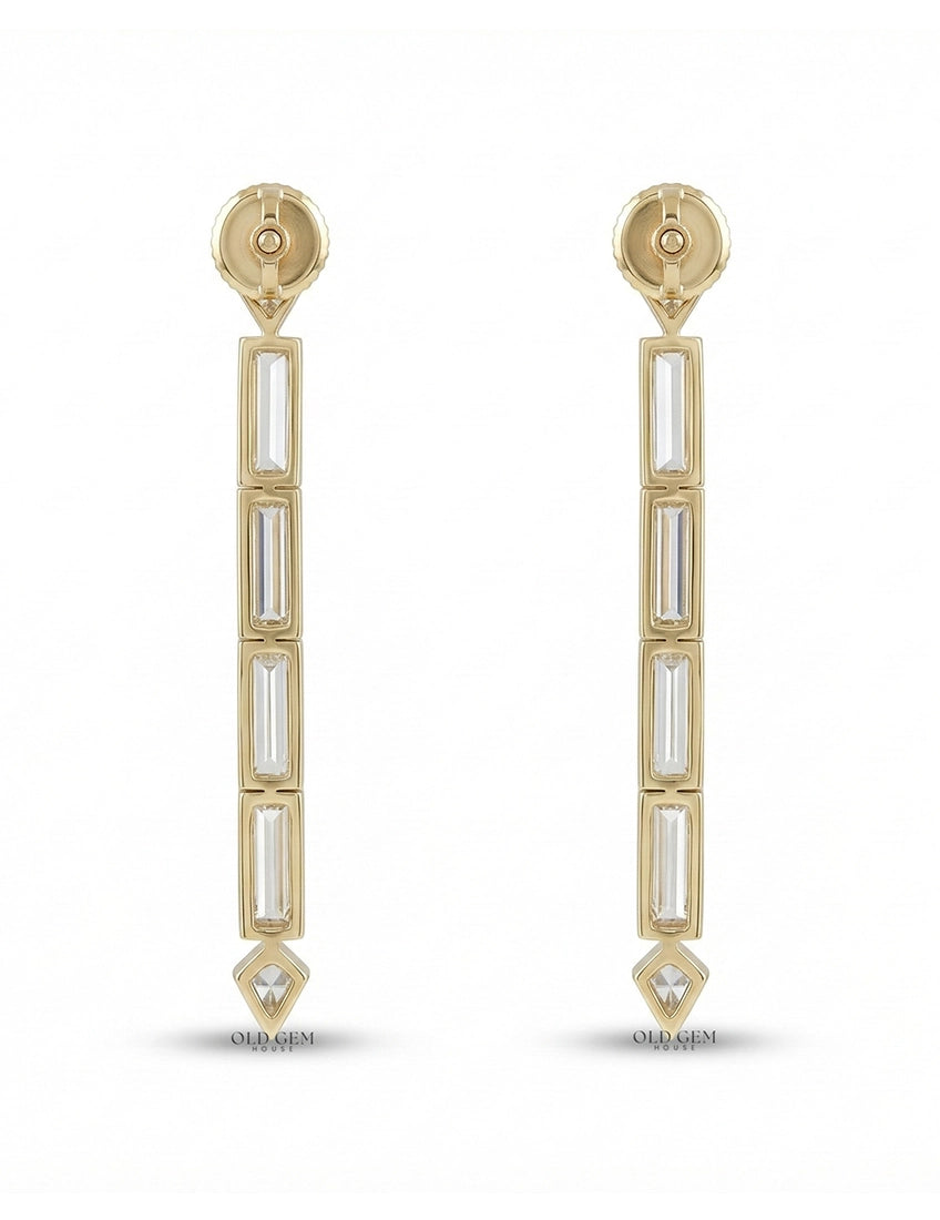 Multi Shape Lab Grown Diamond Linear Drop Earrings Earrings